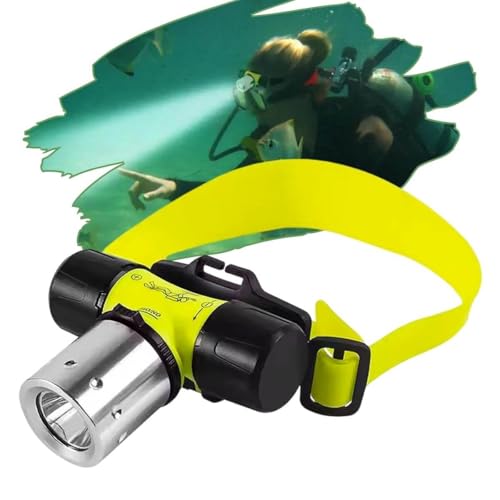 Lanterna de Mergulho Cabeça Recarregável Luz LED Subaquática Prova d’Água Pesca Barco Náutica (Branco Frio)