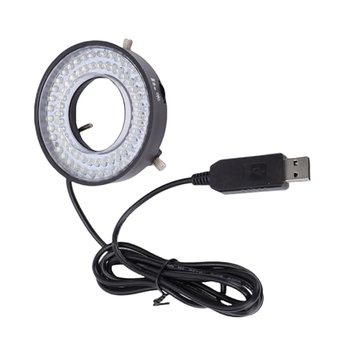 Yanmis Luz de Microscopio de Anillo de 72 LED Brillo Ajustable, Iluminación Uniforme y Lámpara de Iluminación sin Sombras Fuente de Luz de Anillo LED para Microscopios con Diámetros de