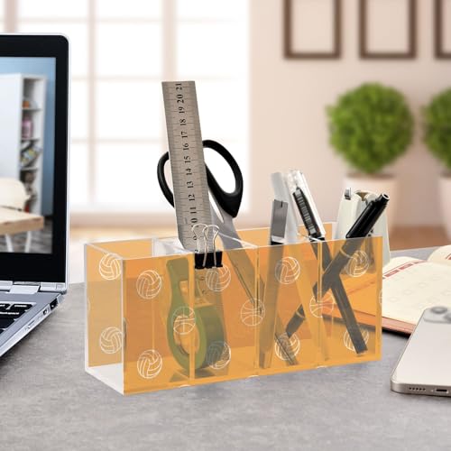 Porte-crayons rectangulaire transparent avec compartiments de rangement - 5
