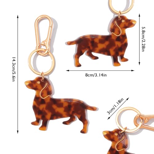 Dog-Shaped Bag Clasp & Keychain Charm- Acetate Animal Clip with Gold-Tone Metal