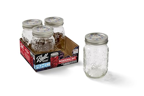 Ball Americana Regular Mouth Mason Jars 16 oz 4-Pack with Lids & Bands