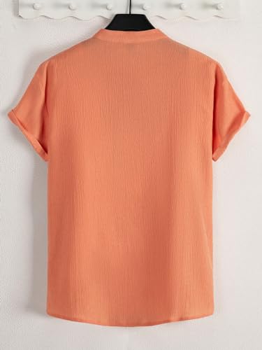Image of Paralians Men's Polyester T-Shirt with Half Sleeves Solid Pattern Mandarin Collar Western Style and Standard Length | Light Colour Shirt for Men | Shirt for Men Half Sleeves