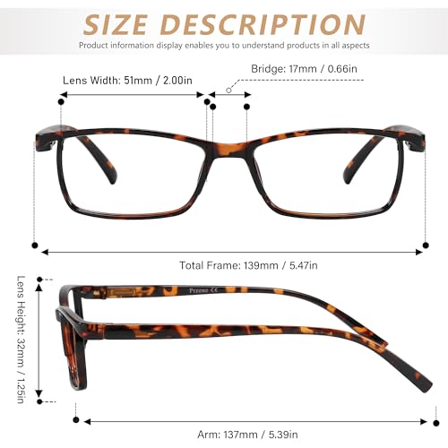 Image of Przene Reading Glasses for Men Women Blue Light Blocking Readers Spring Hinges Lightweight Style Pack