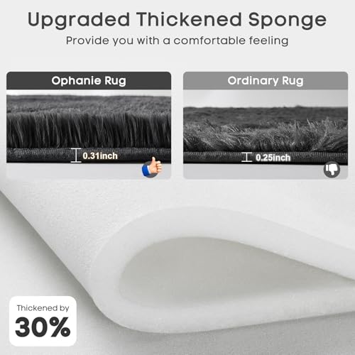 image for Ophanie Upgrade 5x7 Rugs for Living Room, Black, Fluffy Shaggy Soft Ar