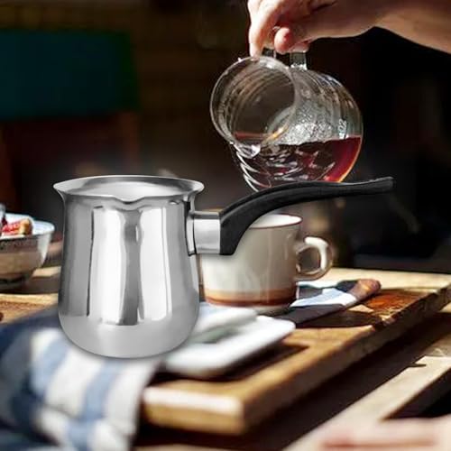 Cafetera de café pequeña de acero inoxidable y calentador de leche 5