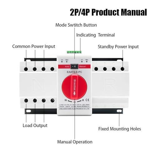 Interruptor de transferencia automática PV para hogar conectado y sistemas solares 4P 125A 3