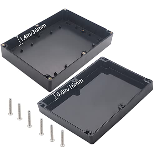 Image of Watertight Junction Box, IP67 Waterproof Project Box Durable ABS Plastic Electronic Enclosure Case for DIY Electrical Project Black 10.35 inch x 7.17 inch x 2.36 inch(263 x 182 x 60 mm)