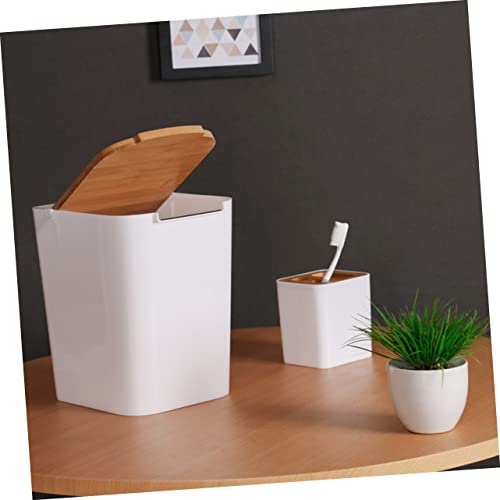 Caneca de Basura Rectangular Blanca con Tapa y Mecanismo de Presión miniatura 4