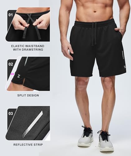 ZITY 7” Inseam Mens Athletic Running Shorts Mesh Quick Dry Gym Shorts Black - image 6