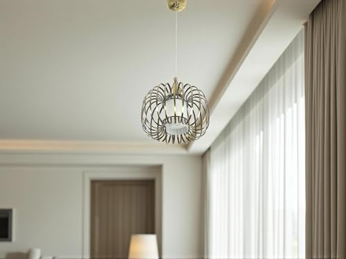 Image of Prop It Up Vintage Chandelier, Golden Antique Glass Bell Pendant Light for Home, Medium, Decorative Tassel, Ceiling Mount, Indoor Lighting, 30x30x90cm, Without Bulb