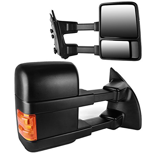 DEDC Ford F250 Tow Mirrors Fit For 99-15 Ford F250 F350 F450 Super Duty Towing Mirrors Manual Telescopic With Signal Lights Indicator