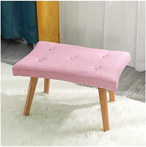 Tabouret canapé en bois massif rose 55x36x36cm pour salon et entrée