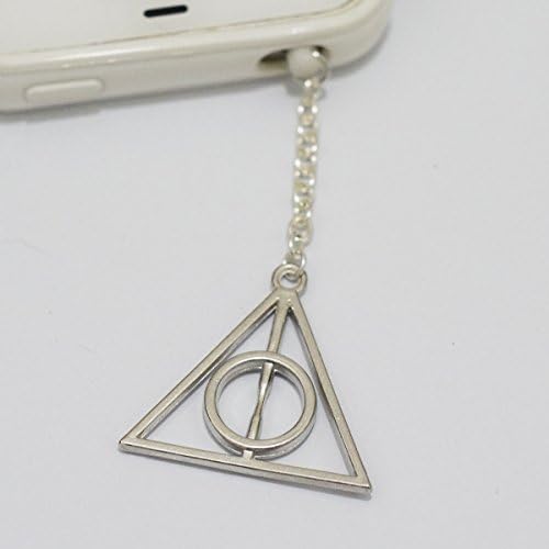 Silver Deathly Hallows Harry Potter Cell Phone Charm, Deathly Hallows Harry Potter Dust Plug-3.5mm, Unique Cell Phone Charm, Headphone Jack Charm ,Silver Phone Charm Dust Plug,charm Dust Plug for Iphone 3,iphone4,iphone 4s ,Iphone 5,iphone 5s,iphone 6, Samsung S3,samsung S4, Samsung S5 ,Note 2,note 3, Ipad 2,ipad 3,ipad 4,ipad 5 Nokia,htc One M7, Ipad Mini Dust Plug