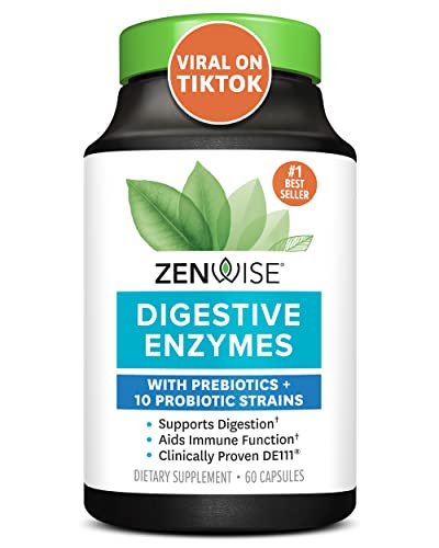 Zenwise Probiotic Digestive Multi Enzymes, Probiotics for Digestive Health, Bloating Relief for Women and Men, Enzymes for Digestion with Prebiotics and Probiotics for Gut Health (60 Count)