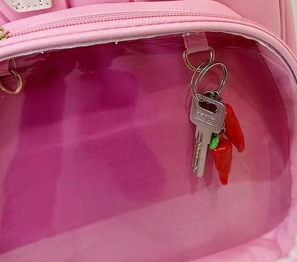 Bunny Cat Ears Ita Backpack Pin Collection Bag Display Backpack for Anime Cosplay Clear Window Kawaii (Pink)4