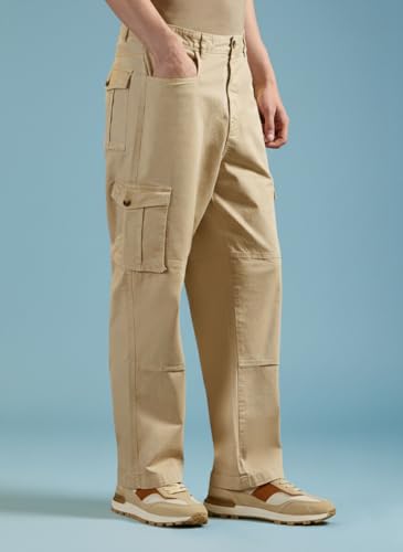 Image of Vogaan Men's Cotton Cargo Pants | Casual Trousers for Men | Comfortable Lower for Men | Breathable Pants with 6 Pockets