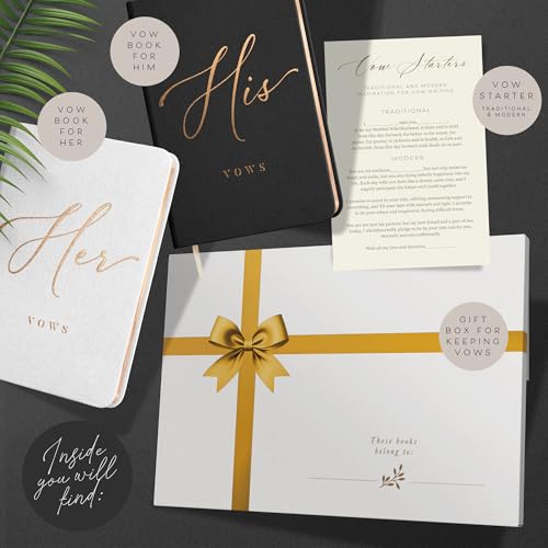 Image of ARTESORI Vow Books His and Hers - Linen Wedding Vow Books Perfect as Bride & Groom Gifts, Wedding Registry Ideas - His & Hers Gifts Wedding Vow Book - Wedding Essentials & Accessories [White & Black]