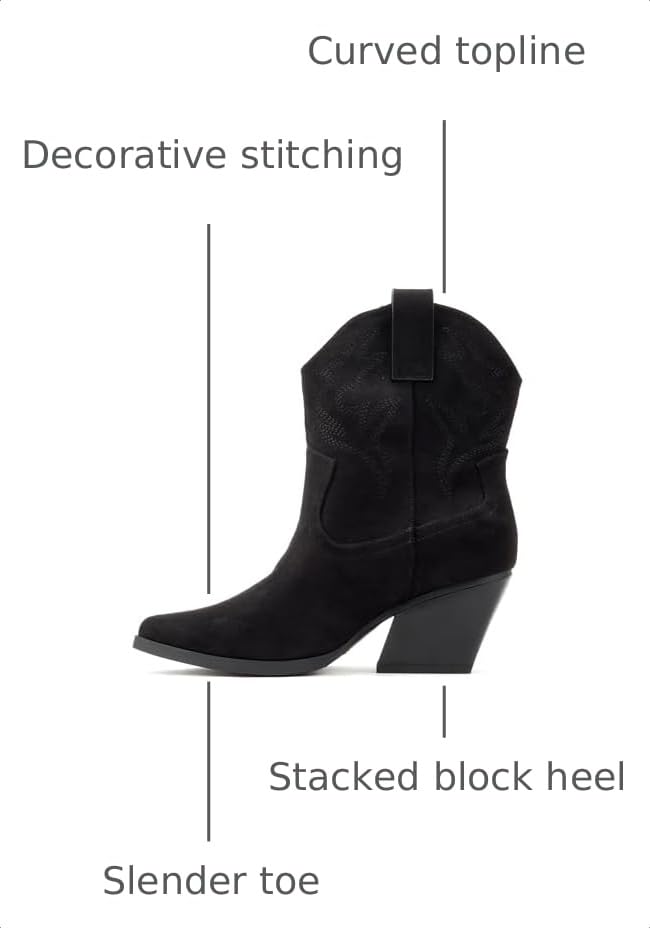 Image of Soda inchBLAZING inch ~ Women Western Bootie Pointe Toe with Low Heel (Wide Fit Available)