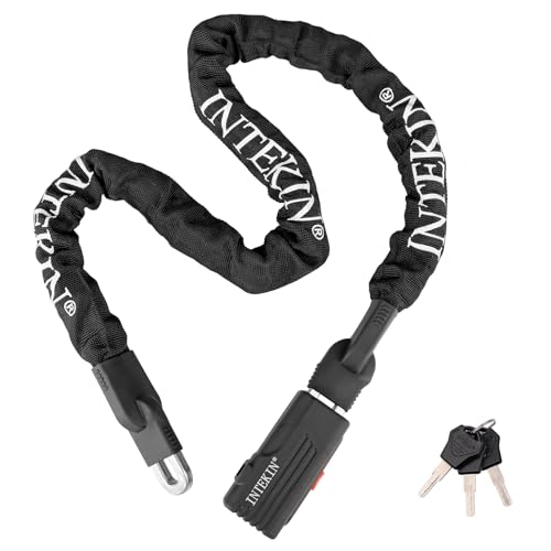 INTEKIN Kettenschloss 120cm lang, Schwer Motorrad-/ Fahrradschloss aus 8mm...