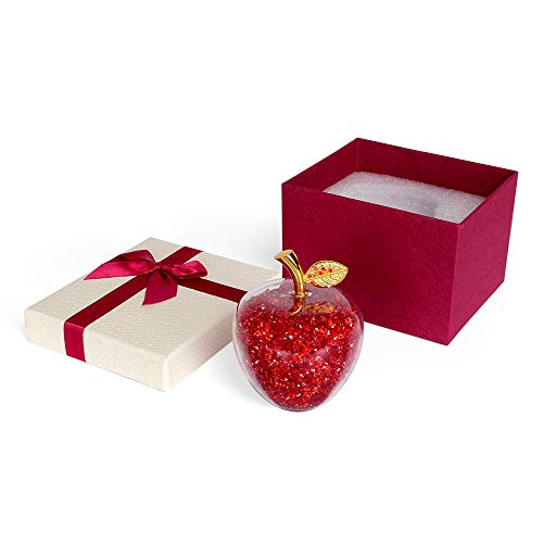 Janhooya Teacher Appreciation Gift - Crystal Apple Paperweight Artificial Apple Figurine with Rhinestones Inside for Desk Home Decoration