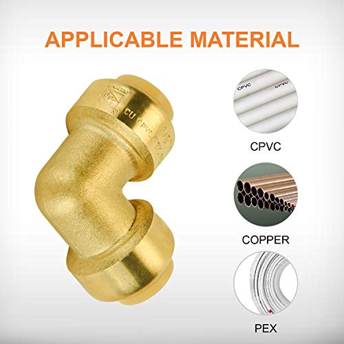 image for SUNGATOR 1/2-Inch 90-Degree Elbow, Push Fit Elbow Plumbing Fittings, B