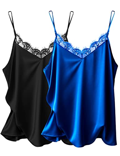 Image of Ekouaer Women's Satin Lace V Neck Camisole Tops Pajama