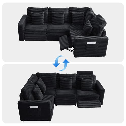 Image of RARZOE Modular Sectional Couch Armless Seats Module, Modular Sofa 2 Armless Chairs Middle Module Seats for Living Room Modular Sectional Sofa Couch, Black