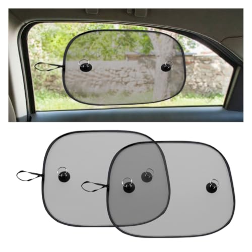 Image of 2PCS Car Window Shade for Baby, 17"×14" Double-Layer Mesh Sun Shade Blocker, Glare Shield and UV Rays Protection for Kids/Adults/Pets, Universal Car Side Window Screen with Suction Cups