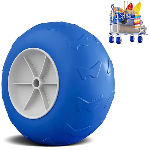 9 All-Terrain Balloon Wheel (Single) Replacement Front and Rear Wheels for CAtArt Double-Deck Beach Wagon (Blue & White)