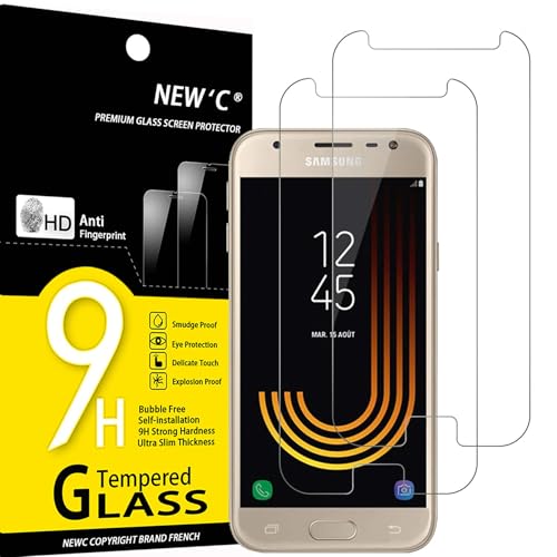 NEW'C Lot de 2, Verre Trempé pour Samsung Galaxy J5 2017 Film Protection écran sans Bulles d'air Ultra Résistant (0,33mm HD Ultra Transparent) Dureté 9H...