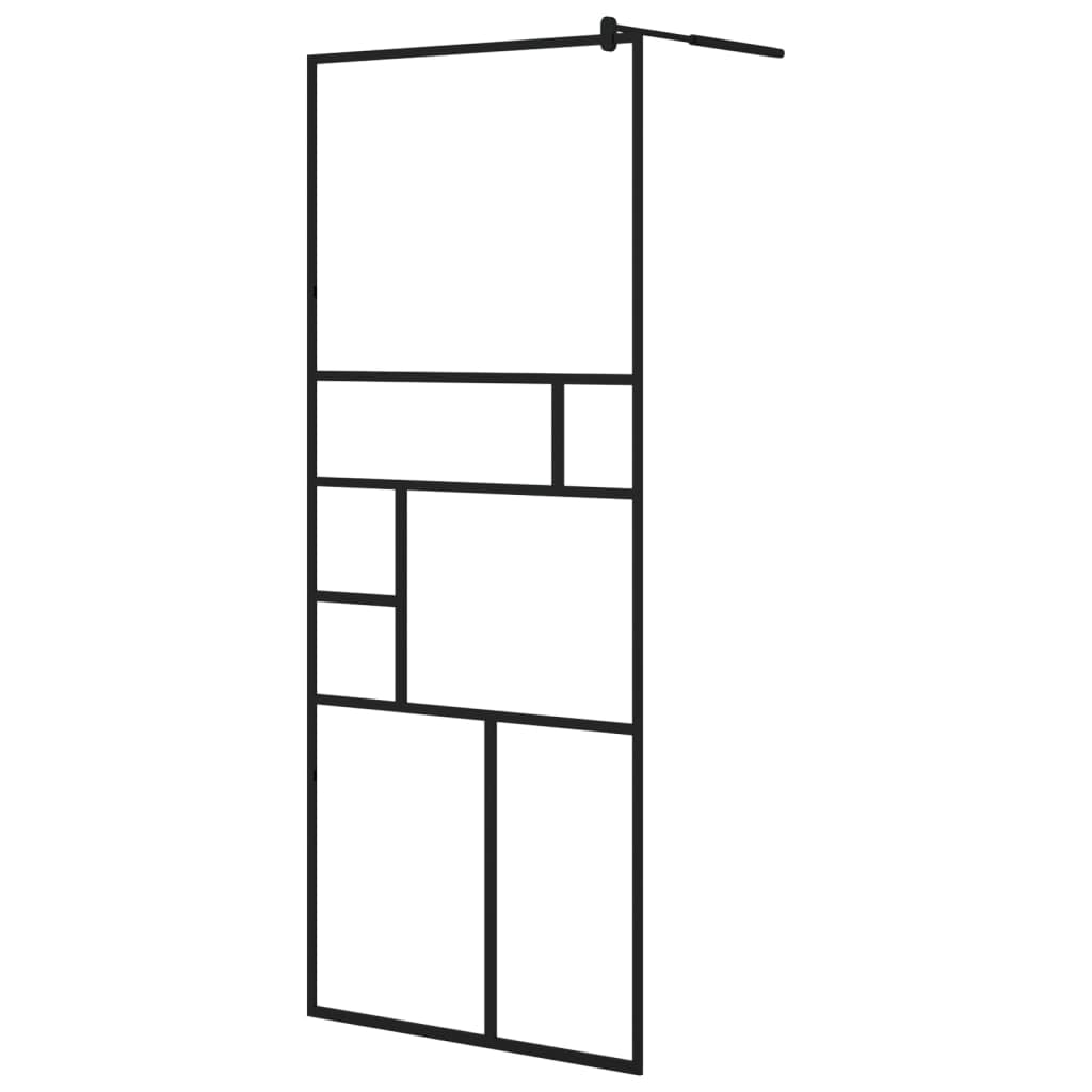 Mampara Ducha con Estante Vidrio ESG y Aluminio Negro 80x195 cm, Mampara Bañera, Mampara Baño Ducha, Cabina De Ducha, Mampara Baño - 3185449