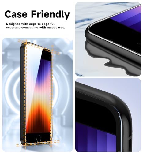 Image of MAGIC JOHN 2 Pack Screen Protector for iPhone SE 3 /SE 2 (2022 /2020 Edition), iPhone7 /8 /6 Tempered Glass, Auto Dust-Elimination, Bubble Free, Easy Installation