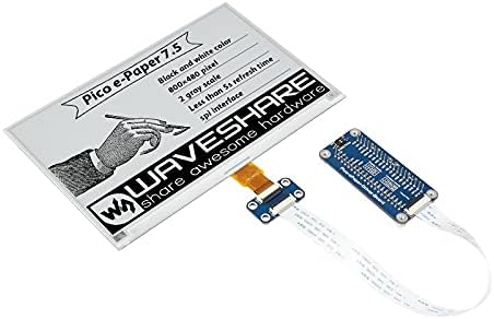 7.5inch E-Paper E-Ink Display Module for Raspberry Pi Pico, 800480 Pixels, Black/White, SPI Interface, Low Power, Wide Viewing Angle, Ideal for Price Tags, Shelf Labels Pico-ePaper-7.5