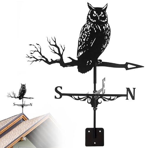 Xoeryoy Valor del Clima, meteorología de meteorología Monte del Techo, meteillo de búho, Veleta para el jardín, Patio, cobertizos, Patio, decoración