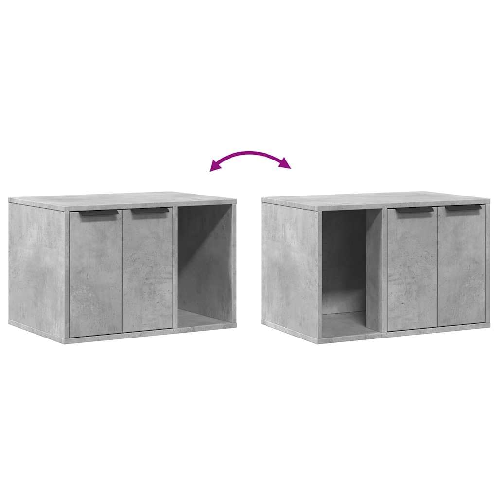 Katzenklo Schrank Betongrau 60x40x40 cm Katzenhaus Holzwerkstoff - Katzenmöbel mit 2 Eingängen Katzenklosteinzelmöbel Design Katzentoilette Versteckt Beistelltisch