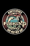 awesome fishing since 2002: notebook perfect for hobby anglers and sports fishermen.