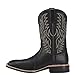 KYOESCAI Men's Fashion Square Toe Embroidered Western Cowboy Boots Durable Traditional Classic Waterproof Work Boots for Men,Black,6