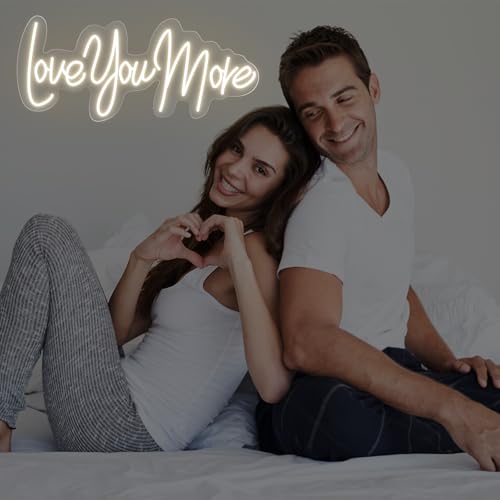 Image of Love you more Neon Sign Romantic Wedding Led Light Bedroom Home Wall Decor Wedding Party Decor Personalized Gift for Her, 15.7 inchx7.1 inch