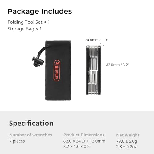 SMALLRIG Folding Tool Set with Screwdrivers Zestaw Składanych Narzędzi ze śrubokrętami i Kluczami Sześciokątnymi, w Zestawie Siedem Funkcjonalnych Narzędzi - 4681
