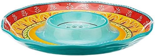 Certified International Valencia Chip & Dip 13.25",Red, Blue