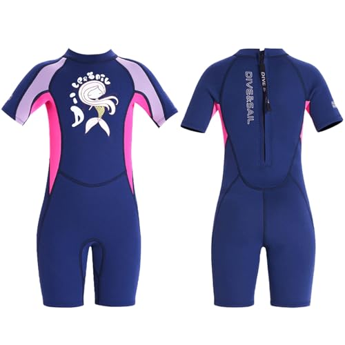 Traje de Neopreno para niños, Traje de Neopreno de 2,5 mm, Traje de Neopreno para niñas,bañador térmico,Apto para Buceo, natación, Surf y Deportes acuáticos (100-110 cm, 14-18 KG)