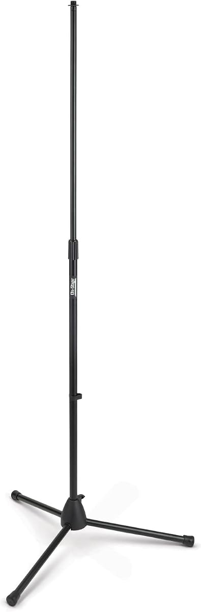 On-Stage MS7700B Tripod-Base Mic Stand (Setup for Vocal and Instrument Microphones, Adjustable Height, 5/8″-27 Threading, Portable, Folding, Nonslip Rubber Feet, Cable Clip, Steel, Black) | Adjustable Height. 5/8-27 Threading, Portable, Folding, Nonslip Rubber Feet, Cable Clip, Steel, Black