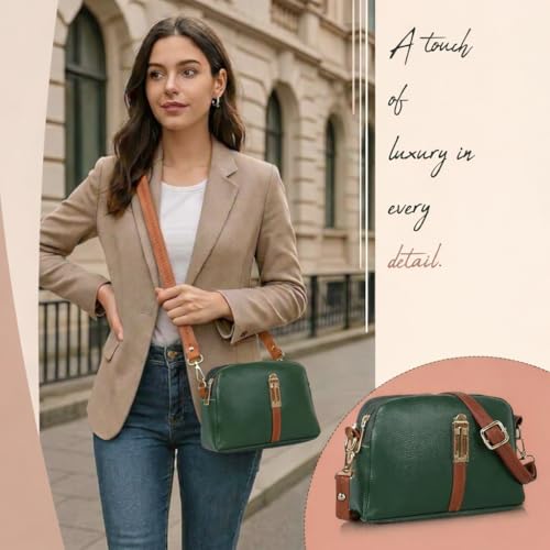 Image of Faux Leather Sling Bag with Brown Adjustable Strap & Gold-Tone Hardware - Compact Crossbody Handbag for Daily Use