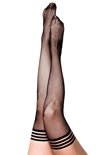 Kix'ies Stockings For Women | Thigh High Stockings With No-Slip Grip Stay Ups Thigh Bands | Womens Thigh High Stockings (Sam Black Fishnet 1310A) #TOP30