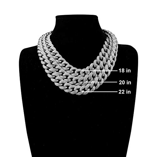 Niv's Bling | Iced Lab Diamond Chain Necklace 3 Row Cubic Zirconia - Miami Cuban Link Chain For Men And Women | 18K Yellow Gold And White Gold Plated Choker Necklace #TOP3
