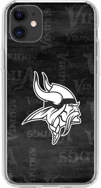 Skinit Clear Phone Case Compatible with iPhone 11 - Officially Licensed NFL Minnesota Vikings Black & White Design