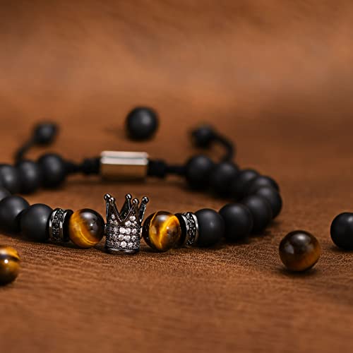 Vnox Handmade Bracelet Gifts For Dad | Handmade Anxiety Yoga Bead Crown Bracelet For Step Dad Daddy Papa Gifts From Daughter Son Wife | Best Christmas Fathers Day Birthday Gifts For Dads #TOP3