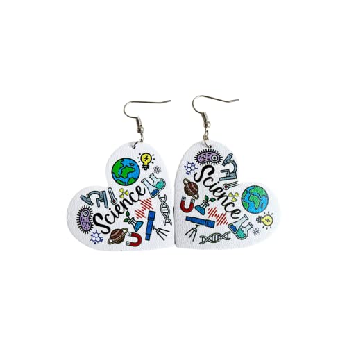 Heart Shaped Teacher Earrings Science Nurse Course Leather Earrings Class Subject Learning Jewelry Gifts for Teacher Appreciation