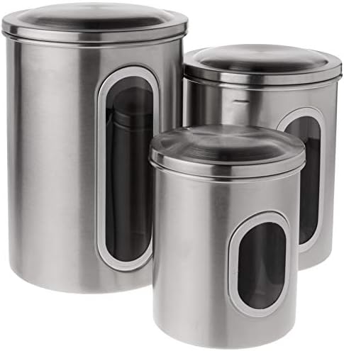 Fox Run 6103 Canister Set, Stainless Steel, 3-Piece Metallic, 5.75 x 6 x 8.5 inches - Thumbnail 3