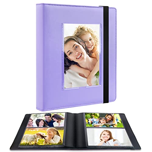 Aevdor 4x6 Photo Album, 136 Pockets, Leather Cover, Purple